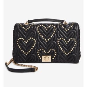 INC Black Quilted Heart Studded Handbag